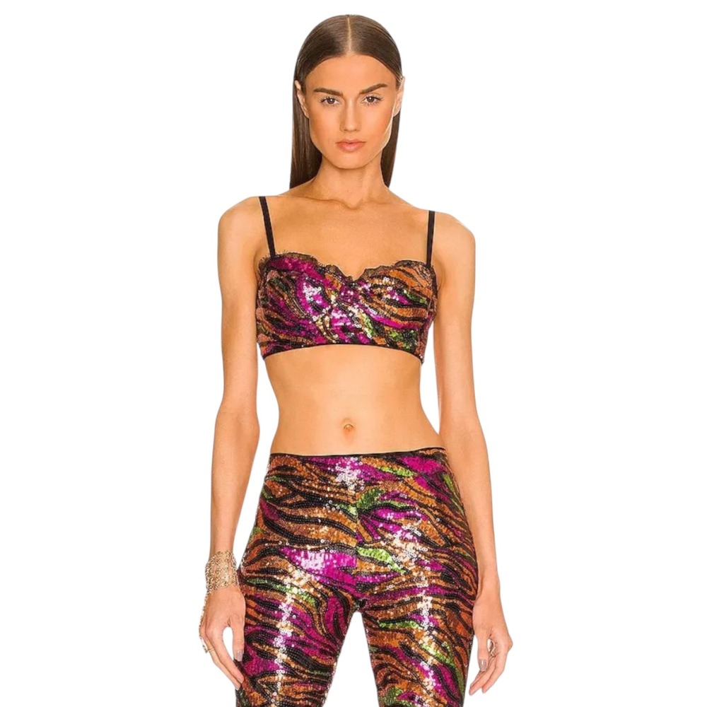 NEW DUNDAS x REVOLVE Jerry Bustier Top Black Zebra Size Small